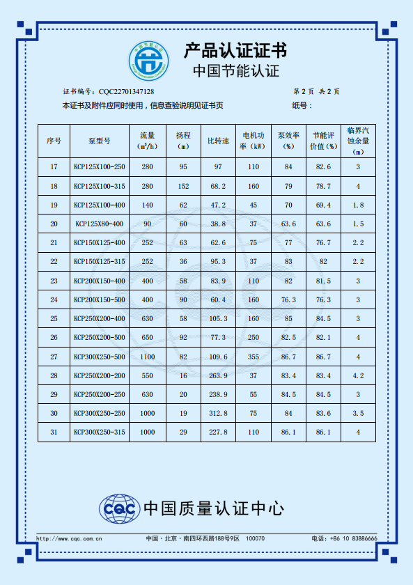 KCP系列節(jié)能產品認證證書（中文版）
